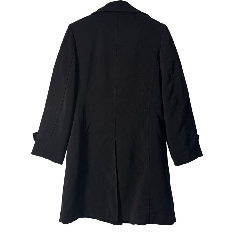 Gallery Petite Black cotton trench coat classic button-up front Women’s Size PM - Picture 2 of 7